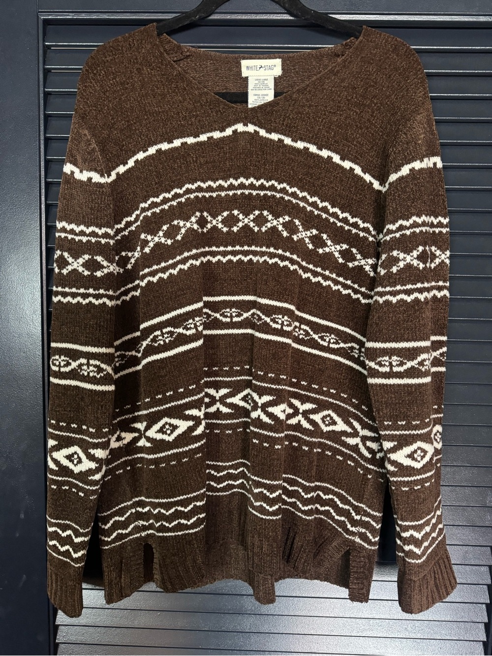 White Stag Brown Fair Isle Nordic Sweater Size L
